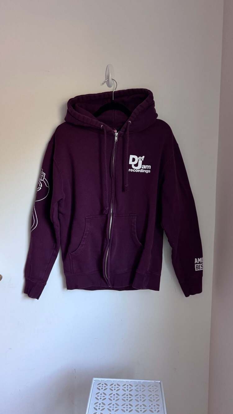 Def Jam Recordings Blessed Burgundy Full Zip Hoodie Sweatshirt